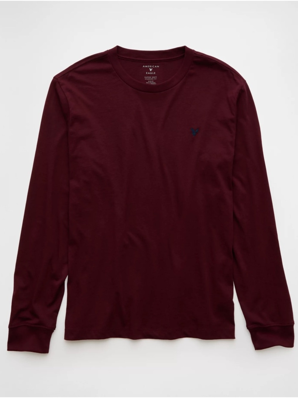 American Eagle Lightweight Icon Long Sleeve T-Shirt Burgundy XXL NWT